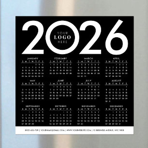 2026年カレンダーのミニマルなビジネスロゴ白黒
