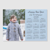 2026年カレンダーの写真入りハッピーニューイヤーライトブルー (正面)