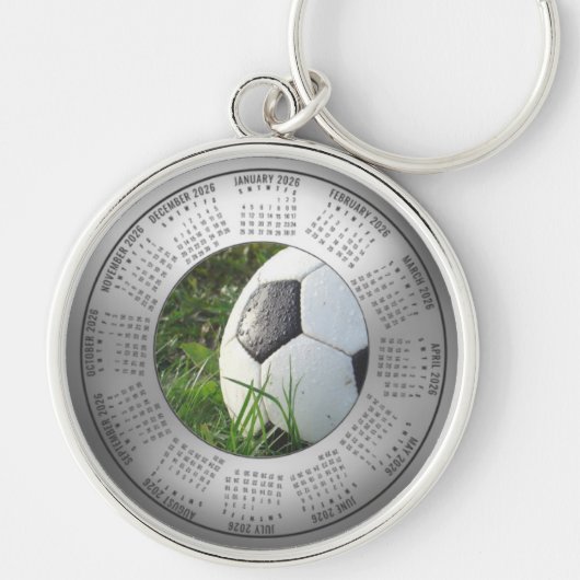 2026年カレンダーキーチェーン サッカーのボールと芝 キーホルダー (正面)