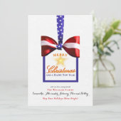 2026年カレンダースクリスマス愛国弓米国国旗 シーズンカード (スタンド正面)