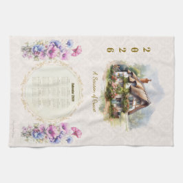 2026年カレンダータオル教会の優雅な季節 キッチンタオル