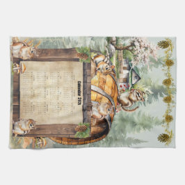 2026年カレンダータオル かわいいシマリス キッチンタオル