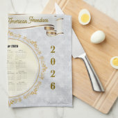 2026年カレンダータオル 神の祝福アメリカ250年 キッチンタオル (四つ折り)