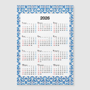 2026年カレンダーデザインユニーク – 年間のAzulejo