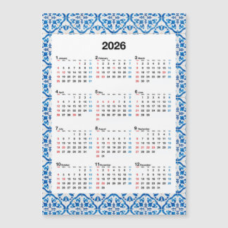 2026年カレンダーデザインユニーク – 年間のAzulejo