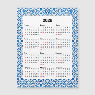 2026年カレンダーデザインユニーク – 年間のAzulejo