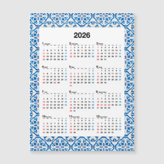 2026年カレンダーデザインユニーク – 年間のAzulejo