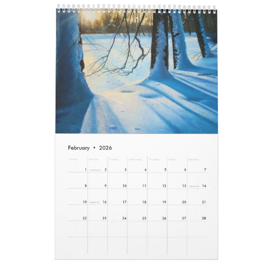 2026年カレンダーデザイン- Lukian Art 絵を描's カレンダー (2月 2026)