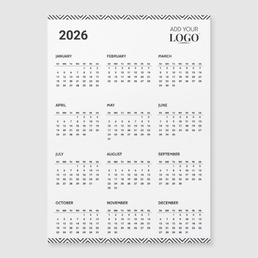 2026年カレンダービジネスロゴ冷蔵庫マグネット (正面)