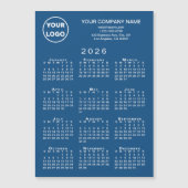 2026年カレンダービジネスロゴ テキストブルーマグネットカード (正面)