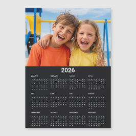 2026年カレンダーフルイヤーフォトブラック冷蔵庫マグネット