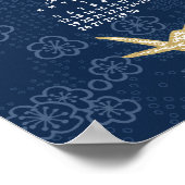 2026年カレンダーポスター 折り紙の鶴 ブルーとゴールド ポスター (角)