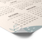 2026年カレンダーミッドセンチュリー抽象芸術ボホエステティック ポスター (角)