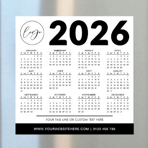 2026年カレンダーモダンミニマルシンプルカスタムロゴ
