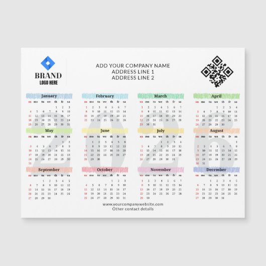 2026年カレンダーロゴQRコード モダンビジネスプロモ (正面)