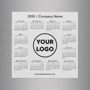 2026年カレンダー企業ロゴ入りライトグレー磁石