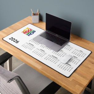 2026年カレンダー会社ロゴ企業のOfficeホワイト デスクマット