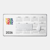 2026年カレンダー会社ロゴ企業のOfficeホワイト デスクマット (キーボード&マウス)