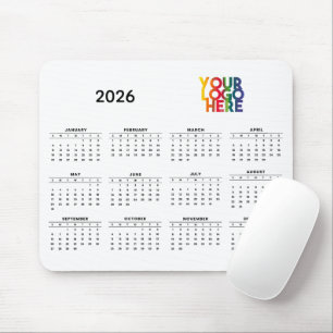 2026年カレンダー会社ロゴ企業のOfficeホワイト マウスパッド