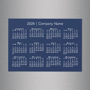 2026年カレンダー会社名ネイビーブルーマグネット