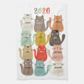 2026年カレンダー地球トーン猫 キッチンタオル (縦)