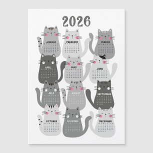 2026年カレンダー灰色の猫