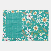 2026年カレンダー白花柄 キッチンタオル (横)