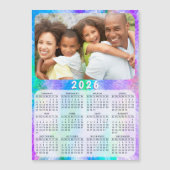 2026年カレンダー磁石ファミリー写真ホログラフィック (正面)