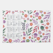 2026年カレンダー紫と赤の花柄 キッチンタオル (横)