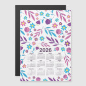 2026年カレンダー紫と青の花柄 (正面/裏面)