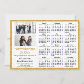 2026年カレンダー金ゴールドグリッタービジネス写真新年 シーズンカード (正面)