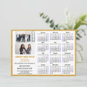 2026年カレンダー金ゴールドグリッタービジネス写真新年 シーズンカード (スタンド正面)