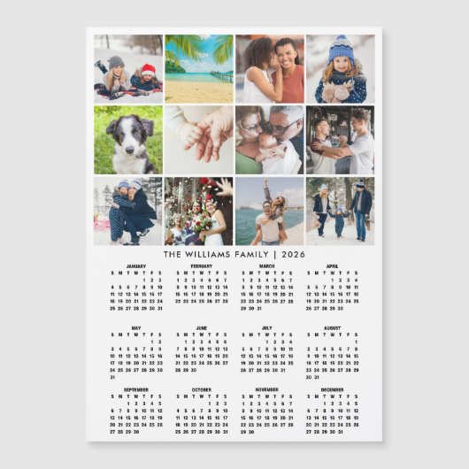 2026年カレンダー12枚フォトコラージュマグネット (正面)