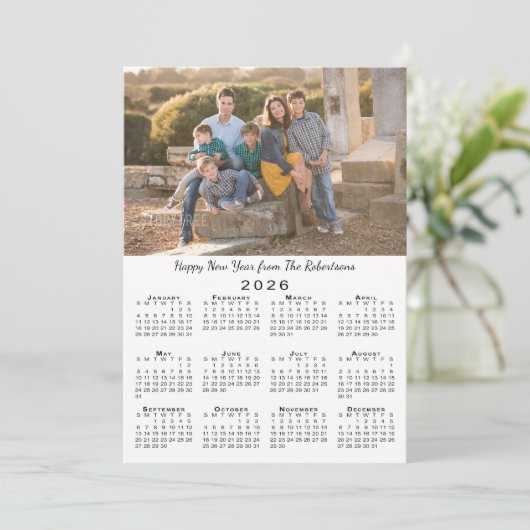 2026年カレンダー2カスタム枚の写真新年おめでとう シーズンカード (スタンド正面)