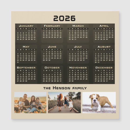 2026年カレンダー3ファミリーフォトコラージュ (正面)