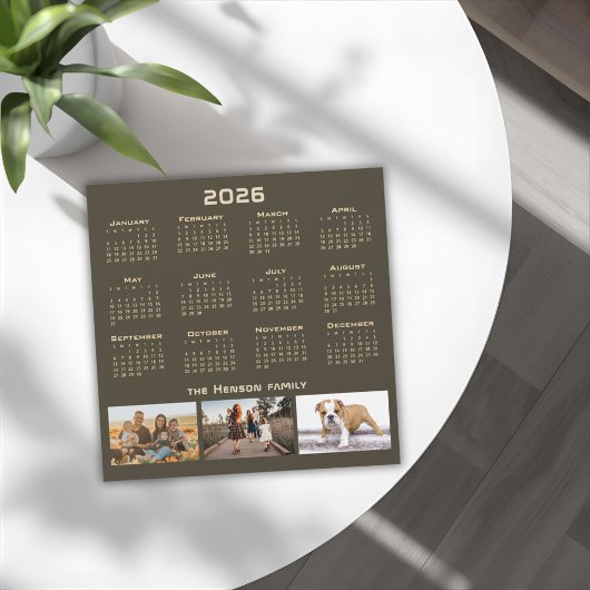 2026年カレンダー3ファミリーフォトコラージュ