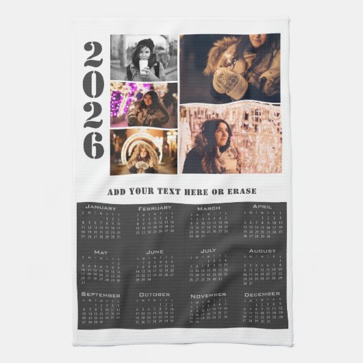 2026年カレンダー5フォトコラージキッチンタオル キッチンタオル (縦)