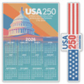 2026年カレンダー アメリカ合衆国250周年記念 米国議会議事堂 シール (正面)