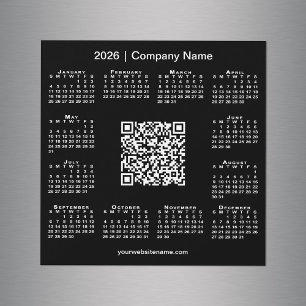 2026年カレンダー カスタムビジネスQRコード ブラックマグネット