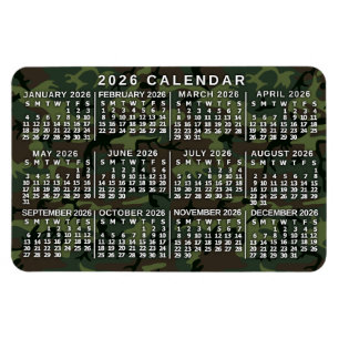2026年カレンダー カモフラージュ 迷彩 緑 マグネット