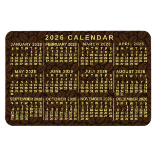 2026年カレンダー ダークコーヒー豆 マグネット