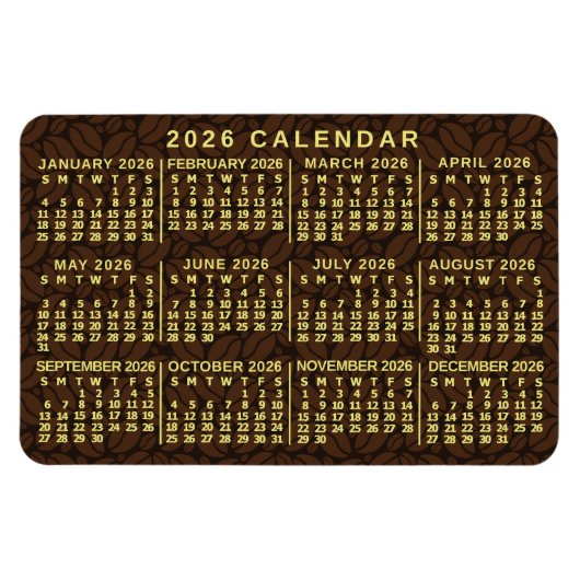 2026年カレンダー ダークコーヒー豆 マグネット (横)