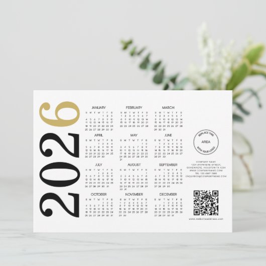 2026年カレンダー ビジネス ロゴ QRコード 新年快乐 シーズンカード (スタンド正面)