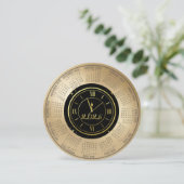 2026年カレンダー ブラック＆ゴールドの新年の時計 シーズンカード (スタンド正面)