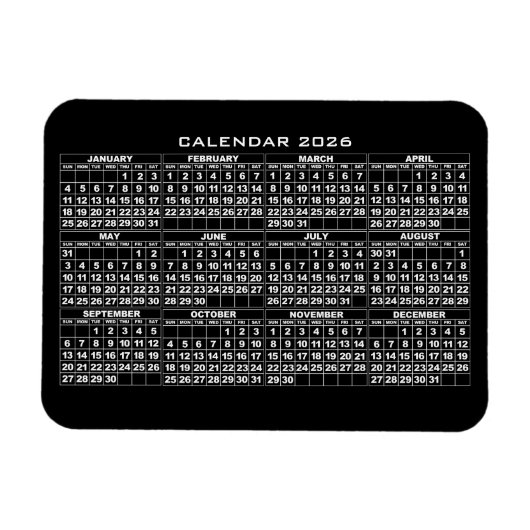 2026年カレンダー マグネット ブラック (横)