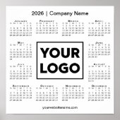 2026年カレンダー(会社のロゴと名前) ポスター (正面)