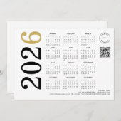 2026年カレンダー 会社ロゴ QRコード あけましておめでとうございます シーズンカード (正面/裏面)