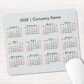 2026年カレンダー(会社名が薄い灰色) マウスパッド