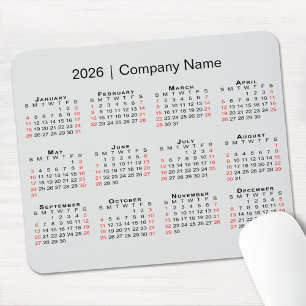 2026年カレンダー(会社名が薄い灰色) マウスパッド