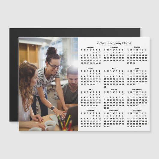 2026年カレンダー 個人用 ビジネス 写真 マグネット (正面/裏面)